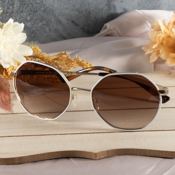 Michael Kors Women's Porto 57 Sunglasses, MK1072 Light Gold-Tone - Picture 3 of 11